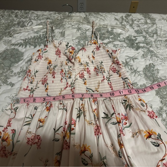 H&M sz Medium ladies floral smocked sundress straps or strapless feminine pink - Picture 7 of 15